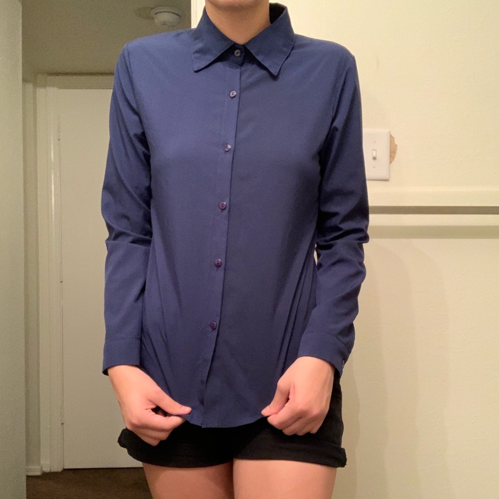 Navy Blue Long-sleeve blouse